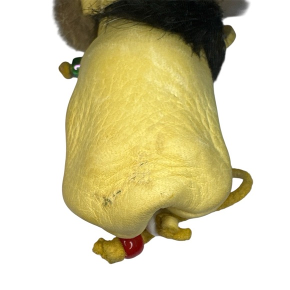 Vintage Handmade Native Style Doll Leather Beaded Fur Hood 7” - Picture 4 of 7